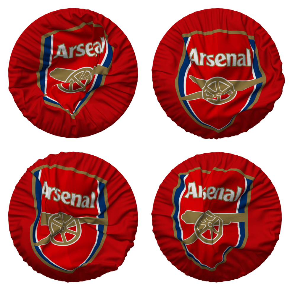 Arsenal Football Club Flag in Round Shape Isolated with Four Different Waving Style, Bump Texture, 3D Rendering png
