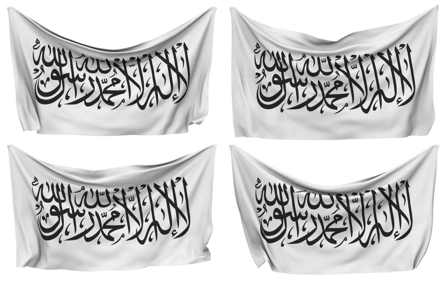 Afghanistan Pinned Flag from Corners, Isolated with Different Waving Variations, 3D Rendering png