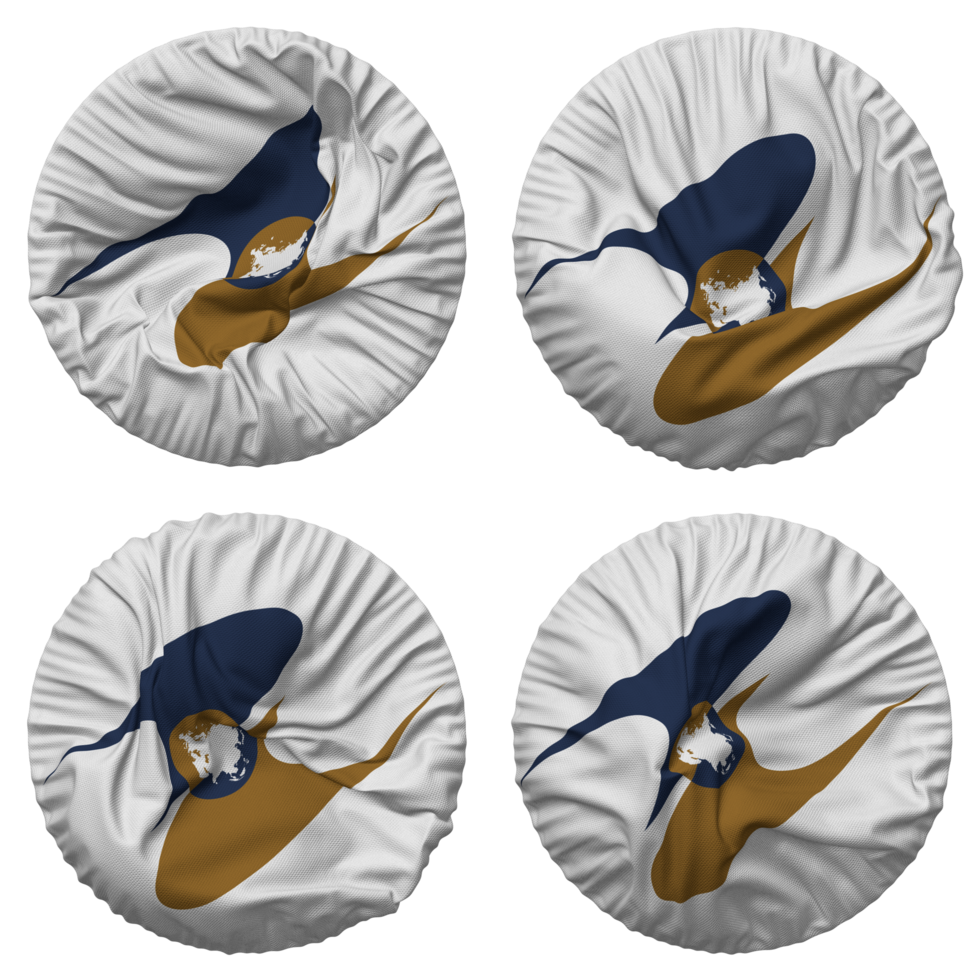 Eurasian Economic Union, EAEU, EEU Flag in Round Shape Isolated with Four Different Waving Style, Bump Texture, 3D Rendering png