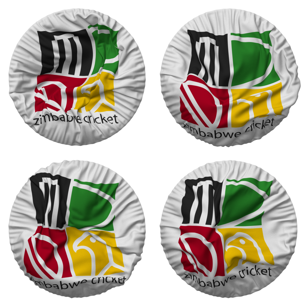 Zimbabwe Cricket, ZC Flag in Round Shape Isolated with Four Different Waving Style, Bump Texture, 3D Rendering png