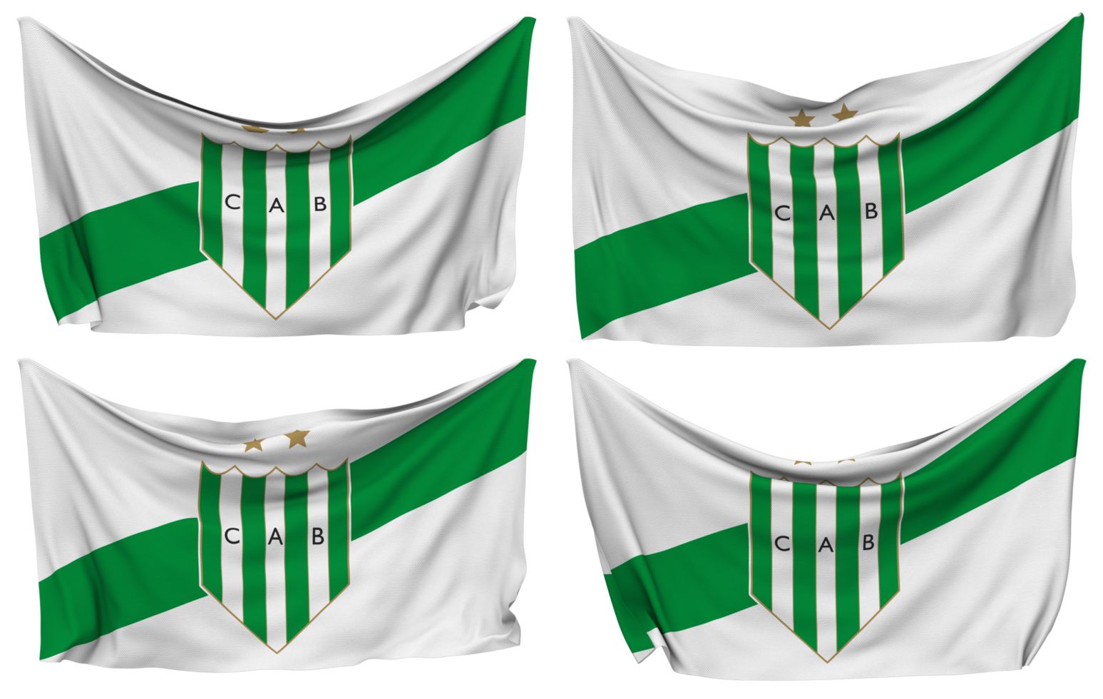 Club Atletico Banfield Pinned Flag from Corners, Isolated with Different Waving Variations, 3D Rendering png