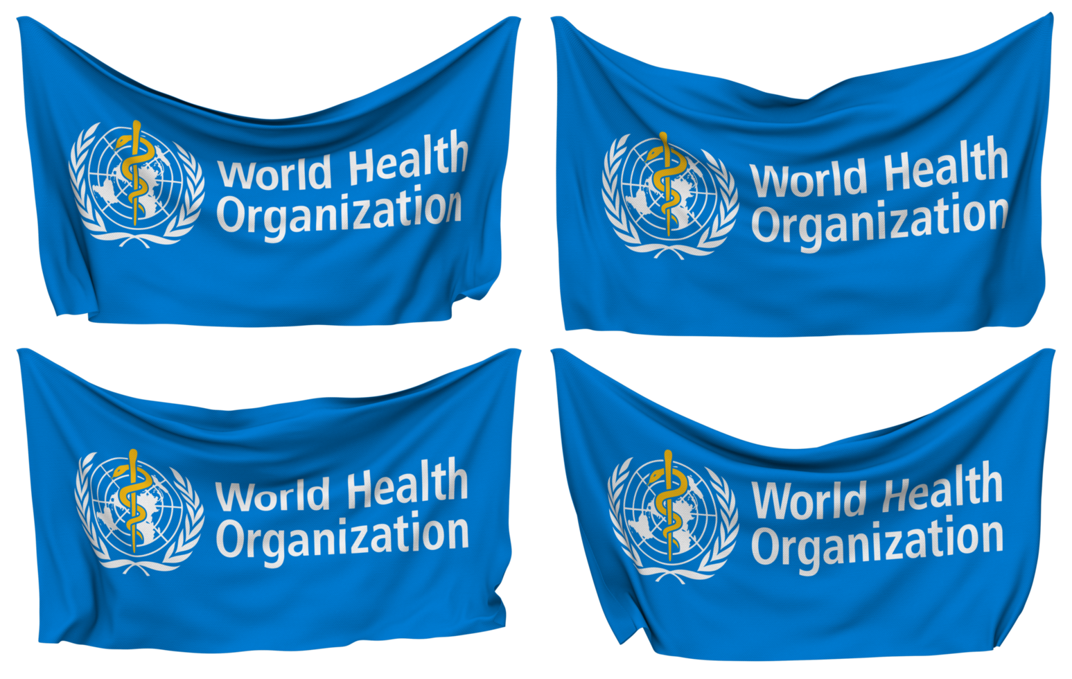 World Health Organization, WHO Pinned Flag from Corners, Isolated with