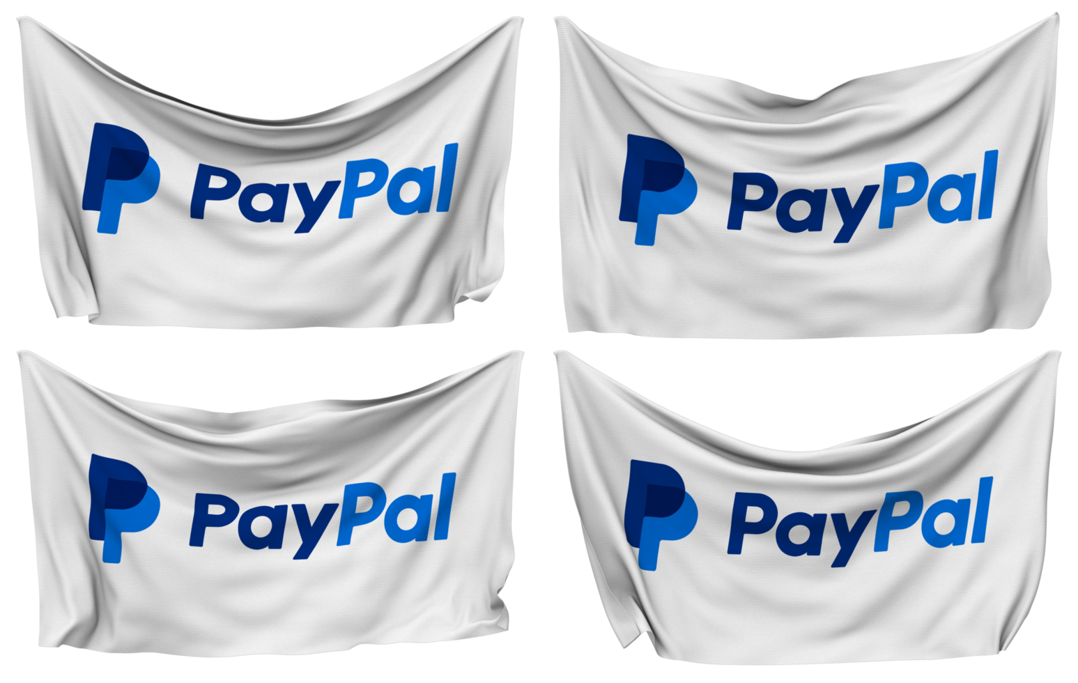 PayPal Holdings Inc Pinned Flag from Corners, Isolated with Different Waving Variations, 3D Rendering png