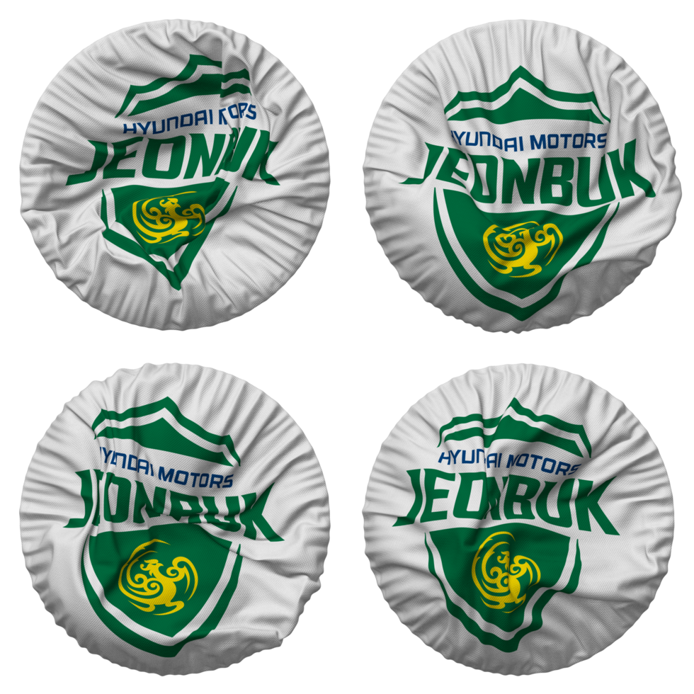 Jeonbuk Hyundai Motors Football Club Flag in Round Shape Isolated with Four Different Waving Style, Bump Texture, 3D Rendering png