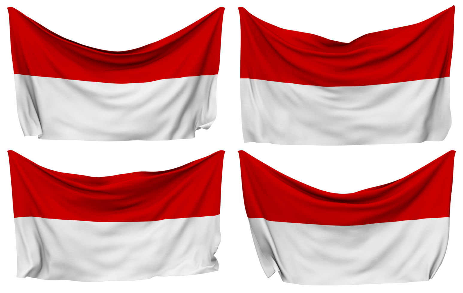 Indonesia Pinned Flag from Corners, Isolated with Different Waving Variations, 3D Rendering png