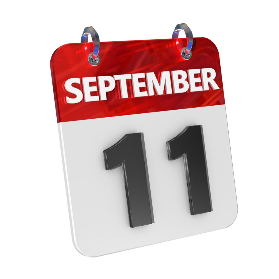 September 11 Date 3D Icon Isolated, Shiny and Glossy 3D Rendering, Month Date Day Name, Schedule, History png