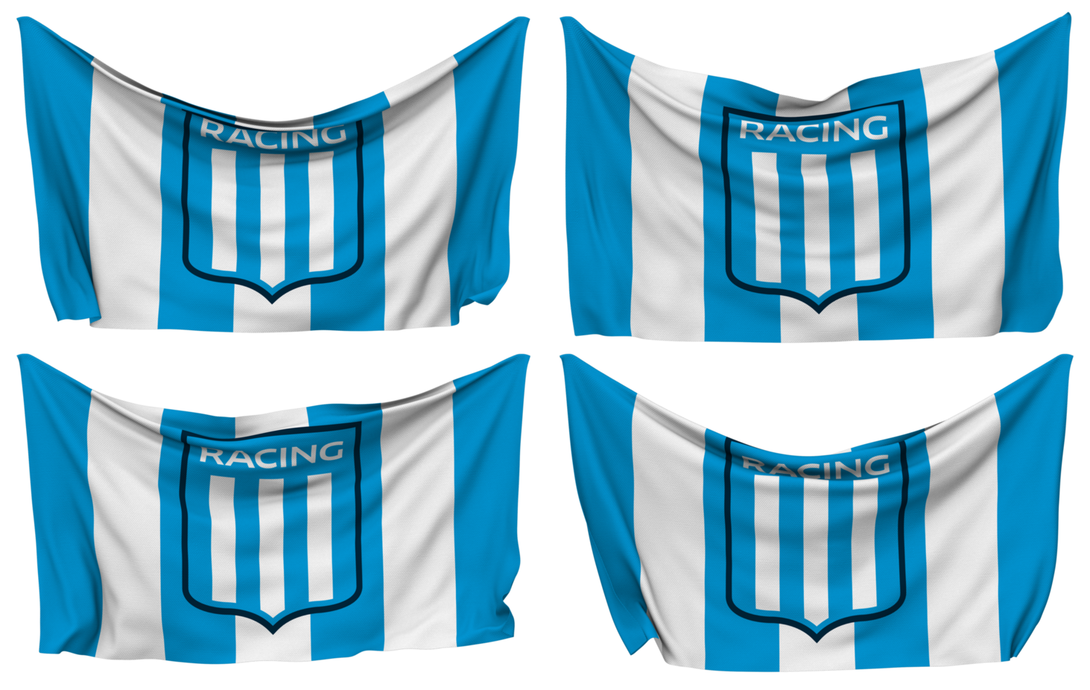 Racing Club de Avellaneda, Racing Club Pinned Flag from Corners, Isolated with Different Waving Variations, 3D Rendering png