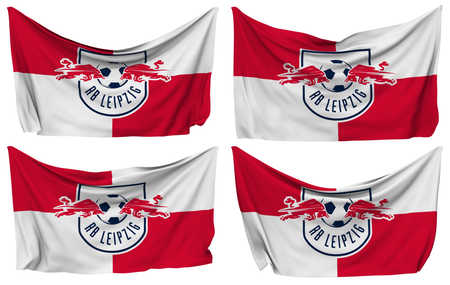 rasenballsport Leipzig e v, rb Leipzig festgesteckt Flagge von Ecken, isoliert mit anders winken Variationen, 3d Rendern png