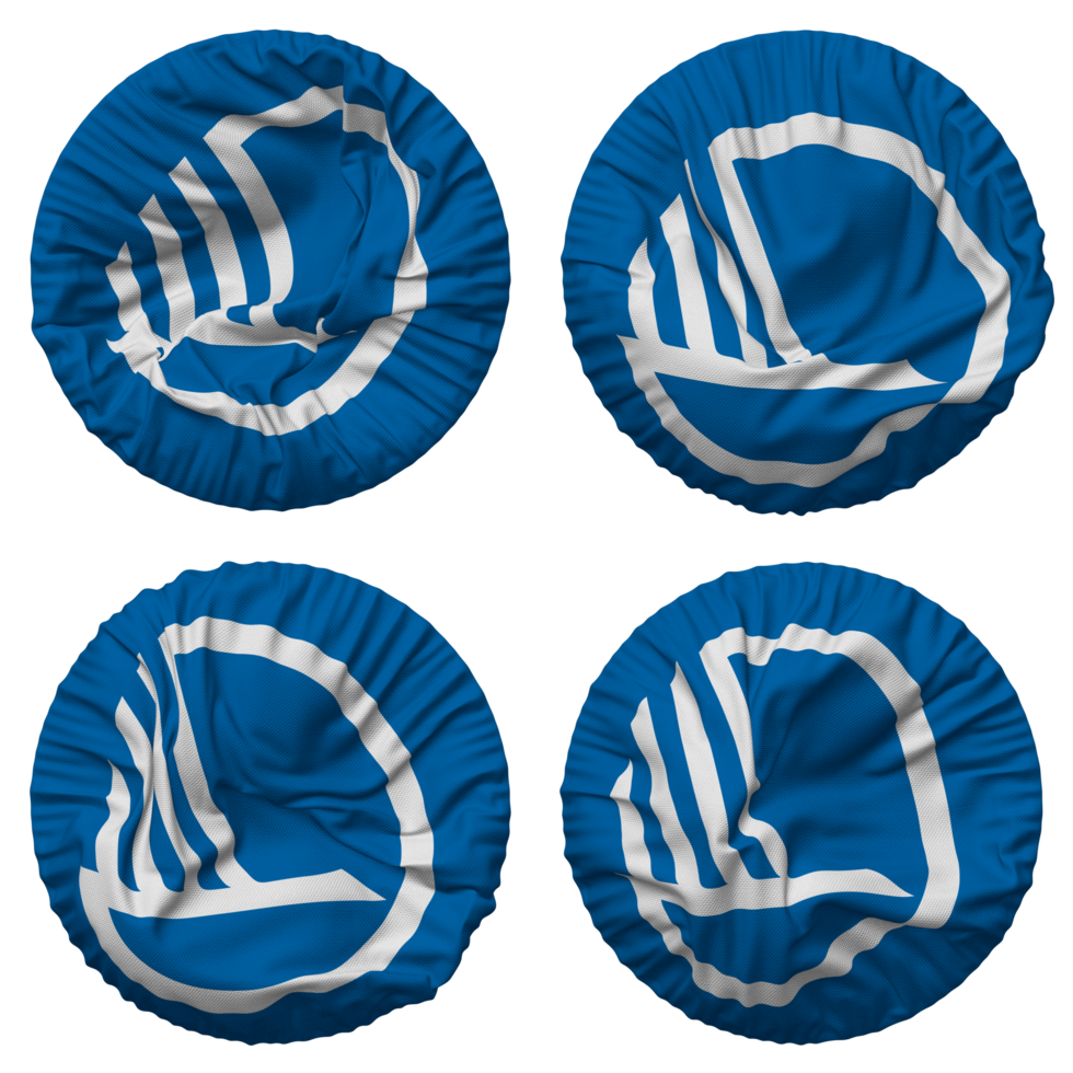 Nordic Council Flag in Round Shape Isolated with Four Different Waving Style, Bump Texture, 3D Rendering png