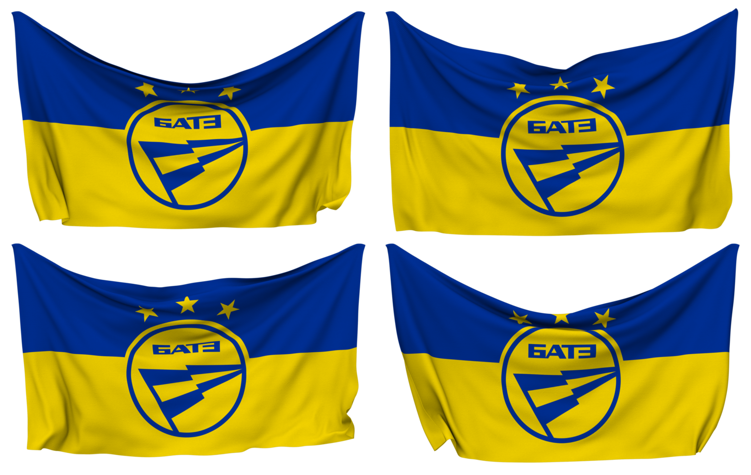 fc bater borisov fixado bandeira a partir de cantos, isolado com diferente acenando variações, 3d Renderização png