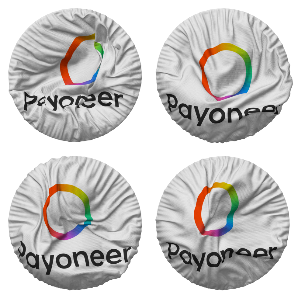 Payoneer Global Inc Flag in Round Shape Isolated with Four Different Waving Style, Bump Texture, 3D Rendering png
