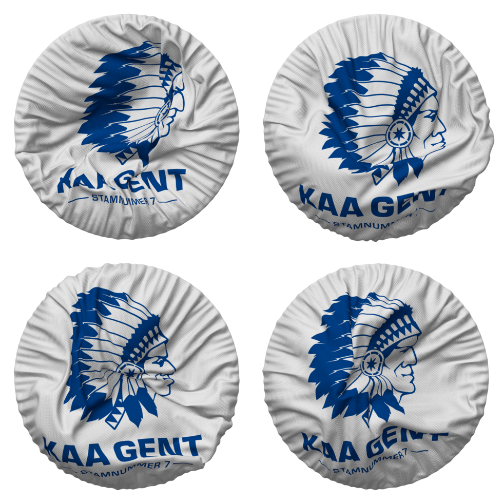 Koninklijke Atletiek Associatie Gent, KAA Gent Flag in Round Shape Isolated with Four Different Waving Style, Bump Texture, 3D Rendering png