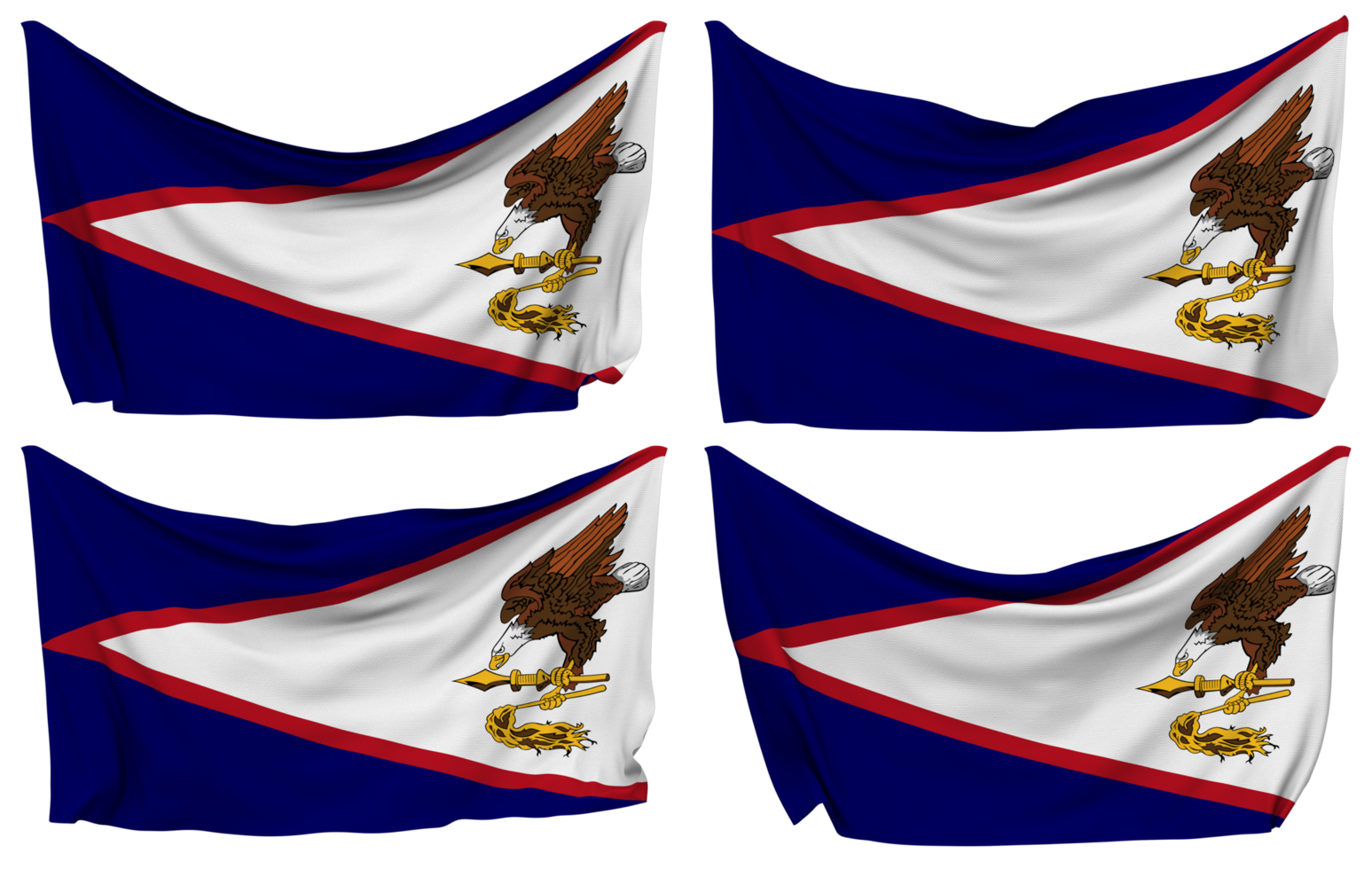 americano samoa fixado bandeira a partir de cantos, isolado com diferente acenando variações, 3d Renderização png