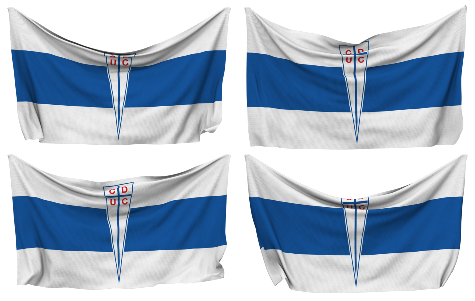 Club Deportivo Universidad Catolica, CDUC Pinned Flag from Corners, Isolated with Different Waving Variations, 3D Rendering png