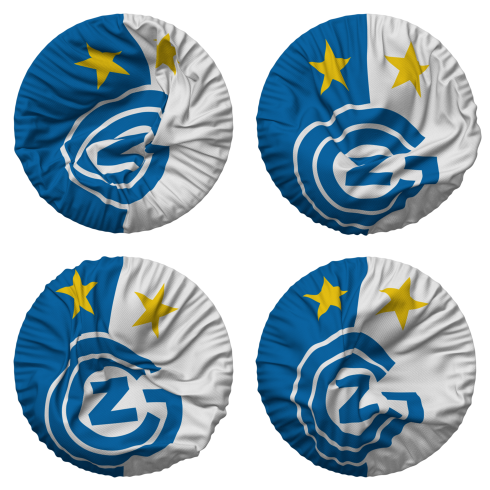 Grasshopper Club Zurich, GC, GCZ Flag in Round Shape Isolated with Four Different Waving Style, Bump Texture, 3D Rendering png