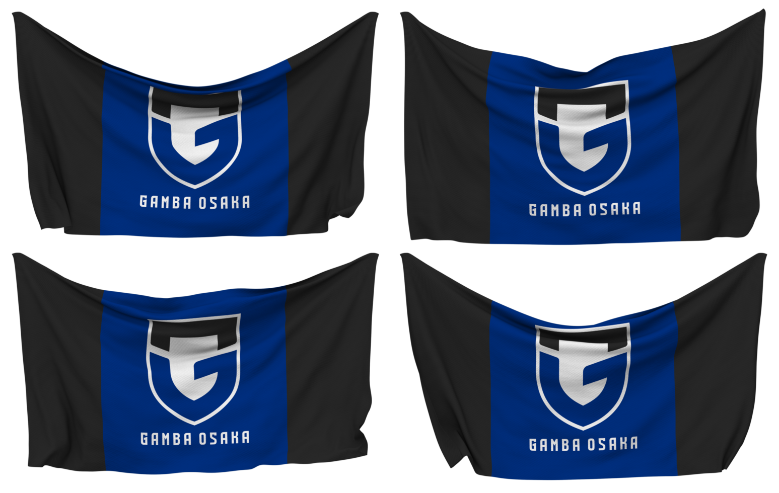 Gamba Osaka Football Club Pinned Flag from Corners, Isolated with Different Waving Variations, 3D Rendering png