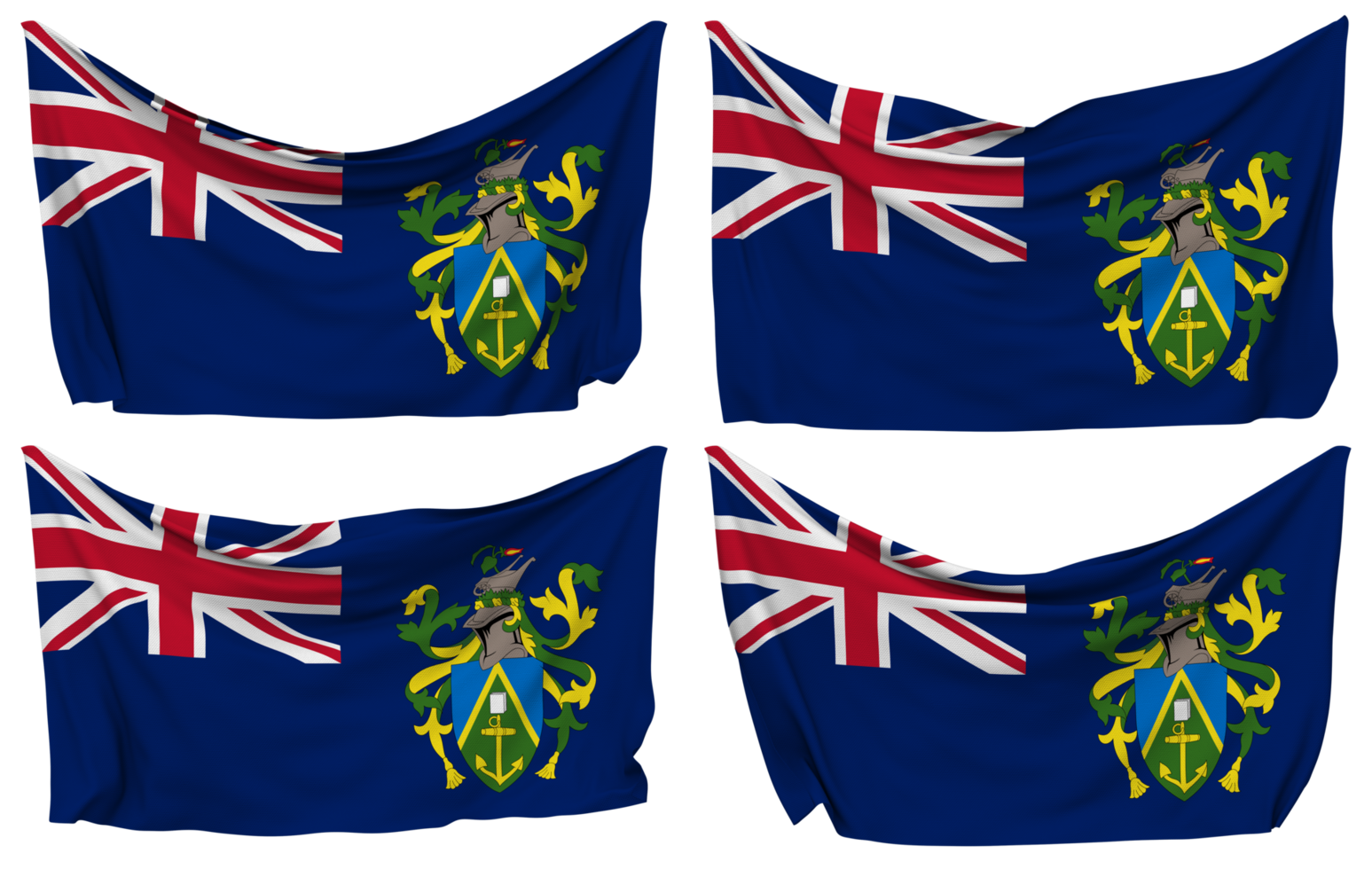 pitcairn islas clavado bandera desde esquinas, aislado con diferente ondulación variaciones, 3d representación png