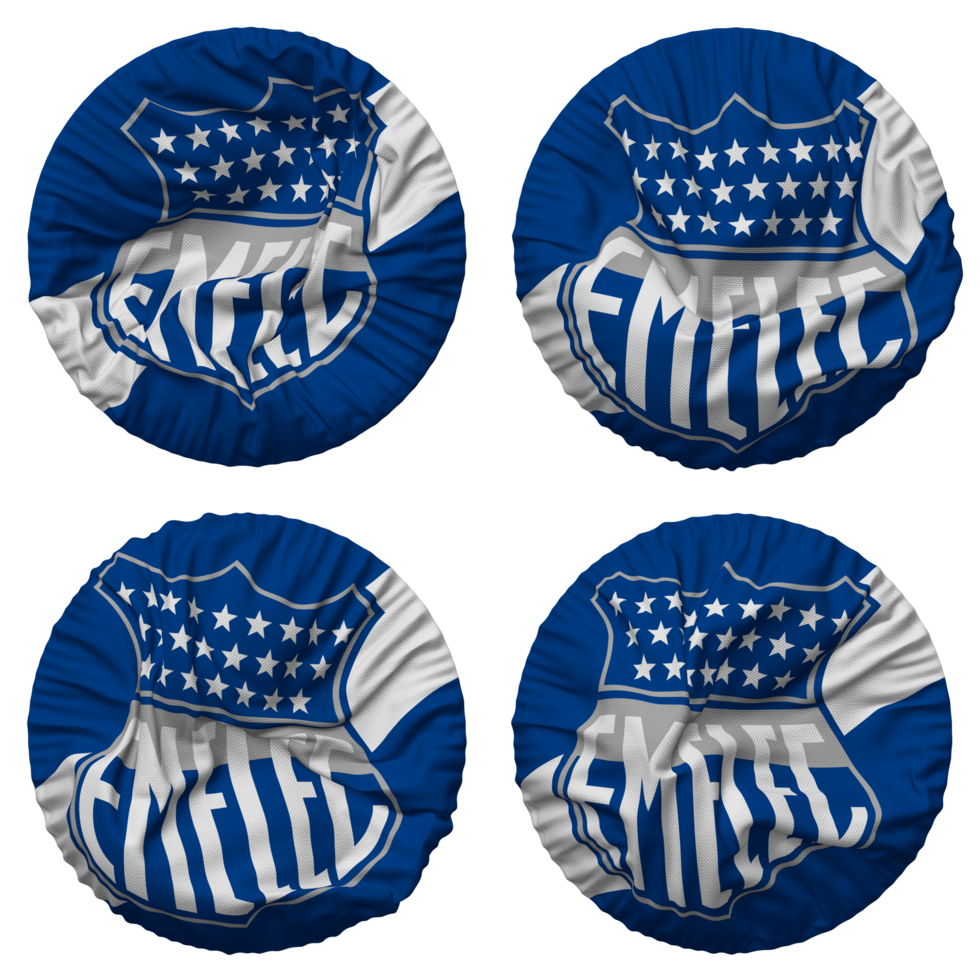 Club Sport Emelec Flag in Round Shape Isolated with Four Different Waving Style, Bump Texture, 3D Rendering png