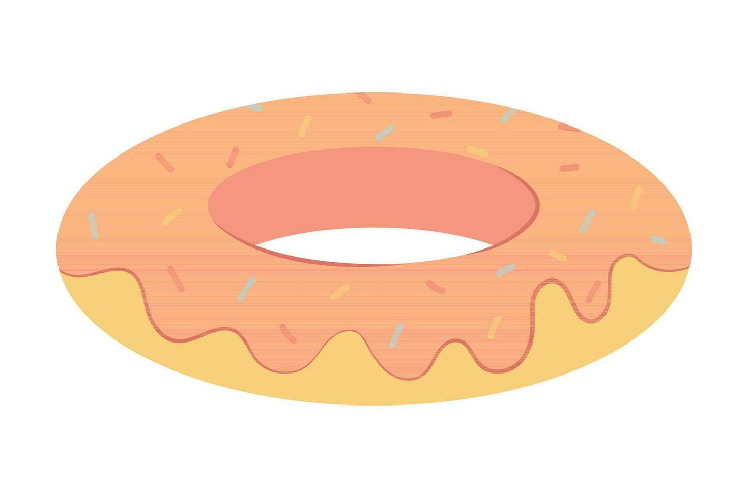 Rubber ring for the summer pool with a donut pattern. Swimming rings on a white background. Inflatable rubber toy for water and beach. Vector stock illustration.
