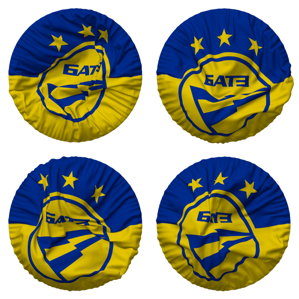 FC BATE Borisov Flag in Round Shape Isolated with Four Different Waving Style, Bump Texture, 3D Rendering png