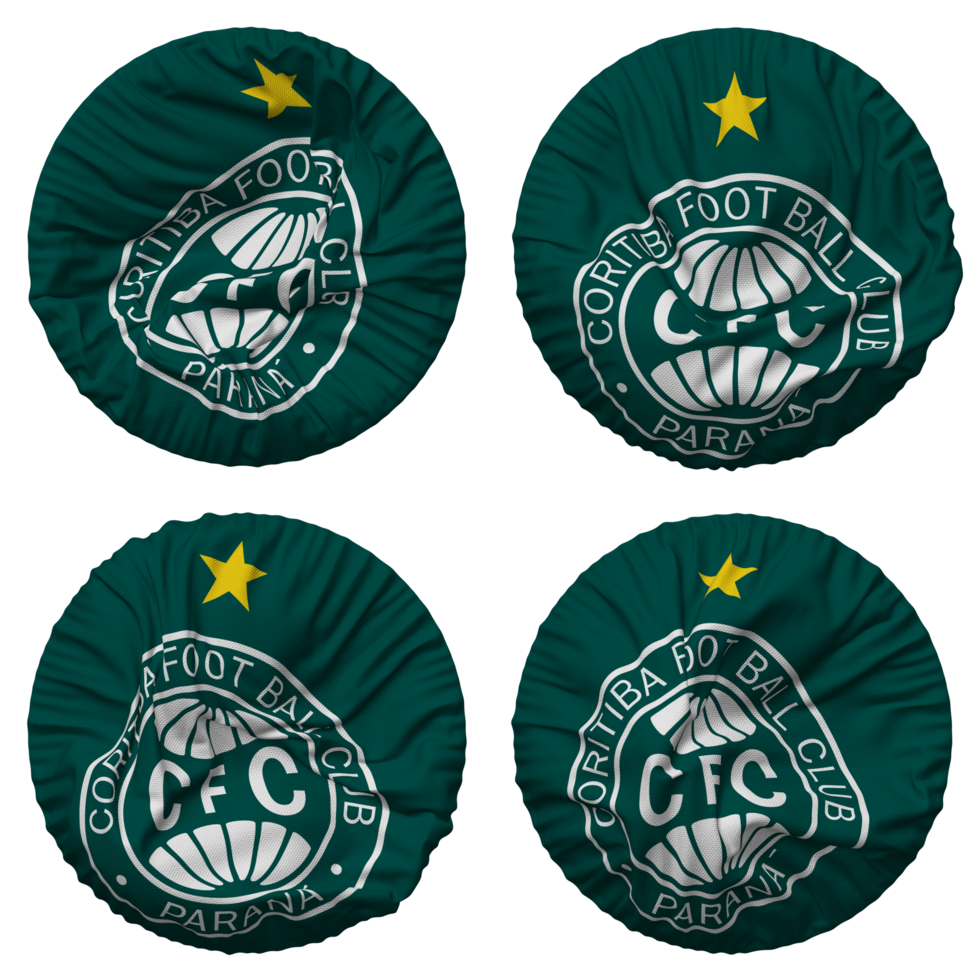 Coritiba Foot Ball Club Flag in Round Shape Isolated with Four Different Waving Style, Bump Texture, 3D Rendering png
