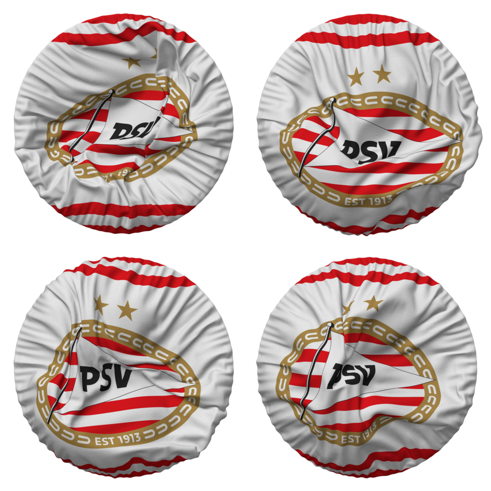 Philips Sport Vereniging Flag in Round Shape Isolated with Four Different Waving Style, Bump Texture, 3D Rendering png