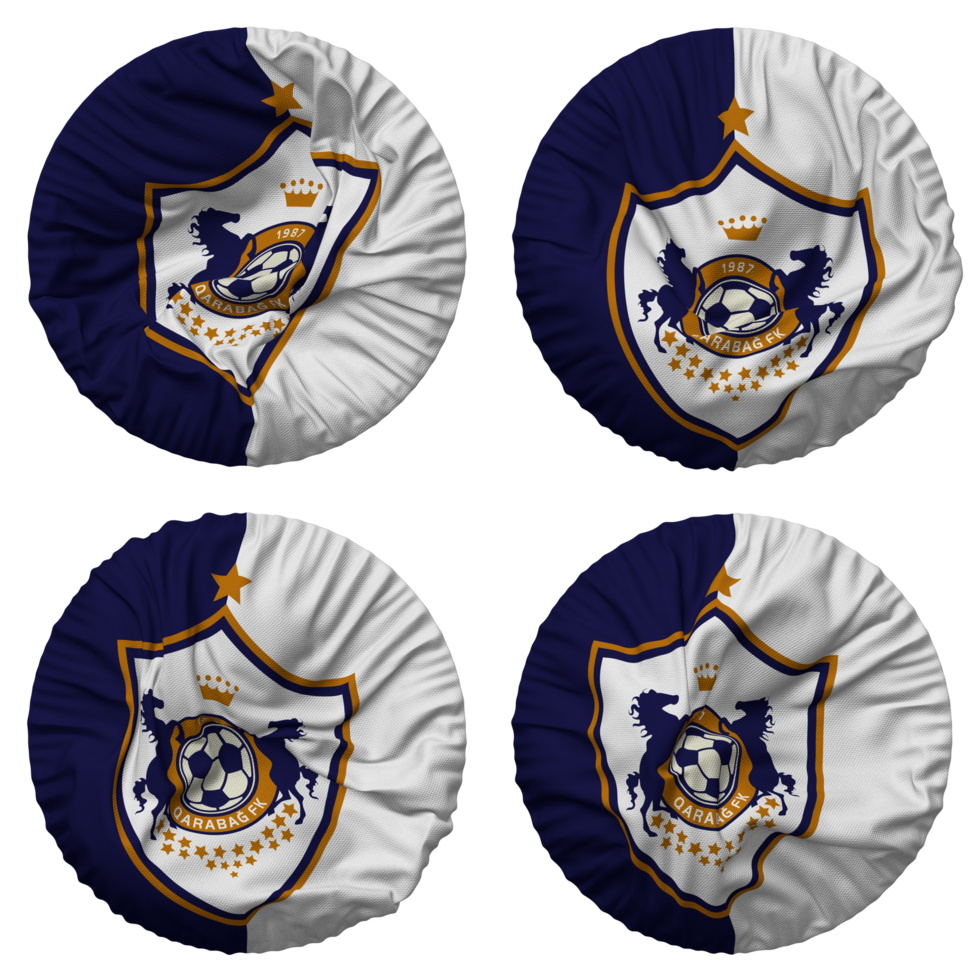Qarabag Futbol Klubu, Qarabag FK Flag in Round Shape Isolated with Four Different Waving Style, Bump Texture, 3D Rendering png