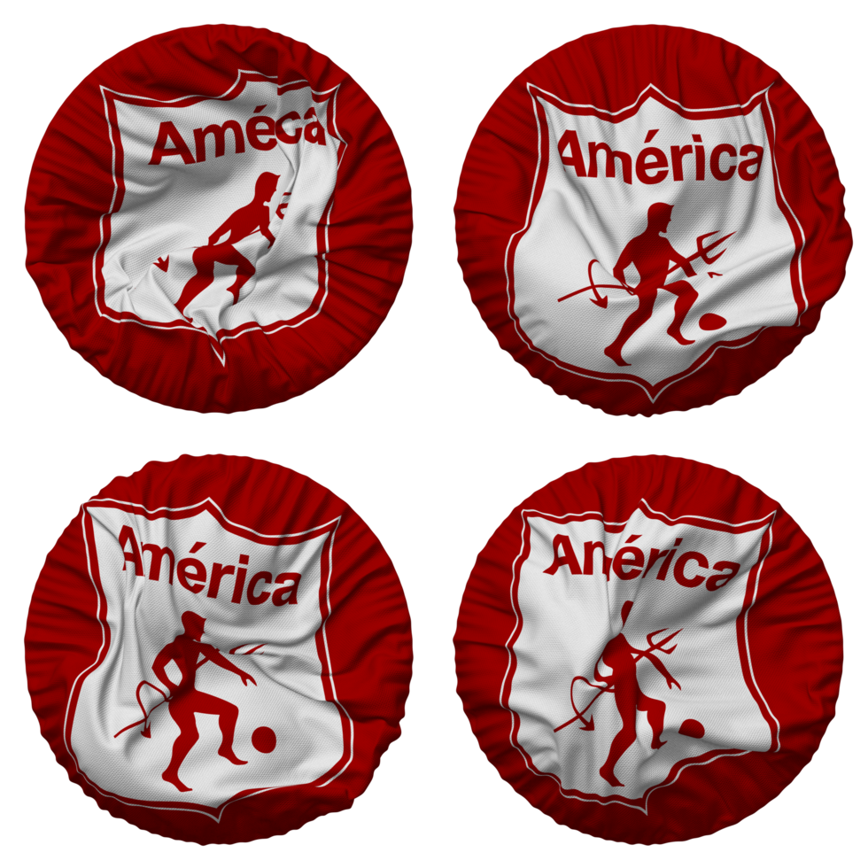 America de Cali SA Football Club Flag in Round Shape Isolated with Four Different Waving Style, Bump Texture, 3D Rendering png