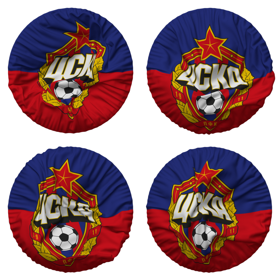 cska Mosca bandiera nel il giro forma isolato con quattro diverso agitando stile, urto struttura, 3d interpretazione png