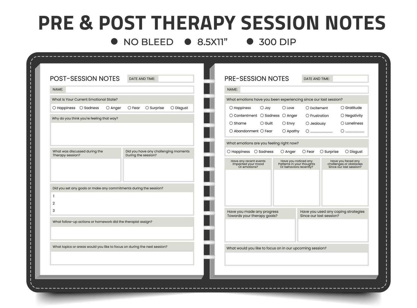 Pre and Post Therapy Session Notebook vector