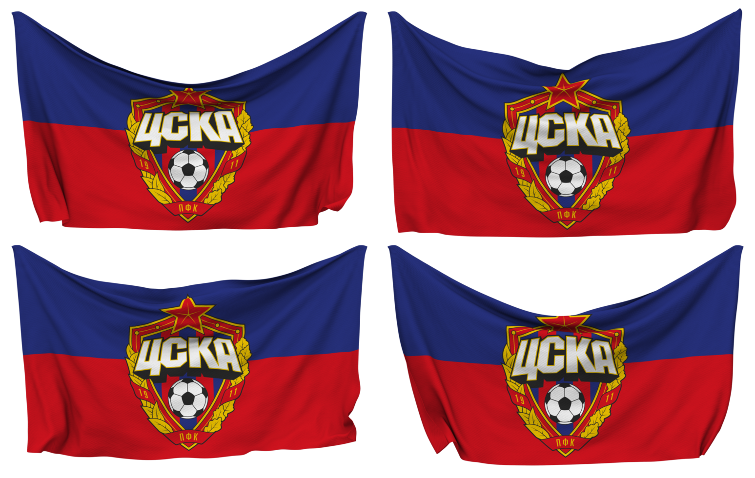 FC Spartak Moscow Pinned Flag from Corners, Isolated with