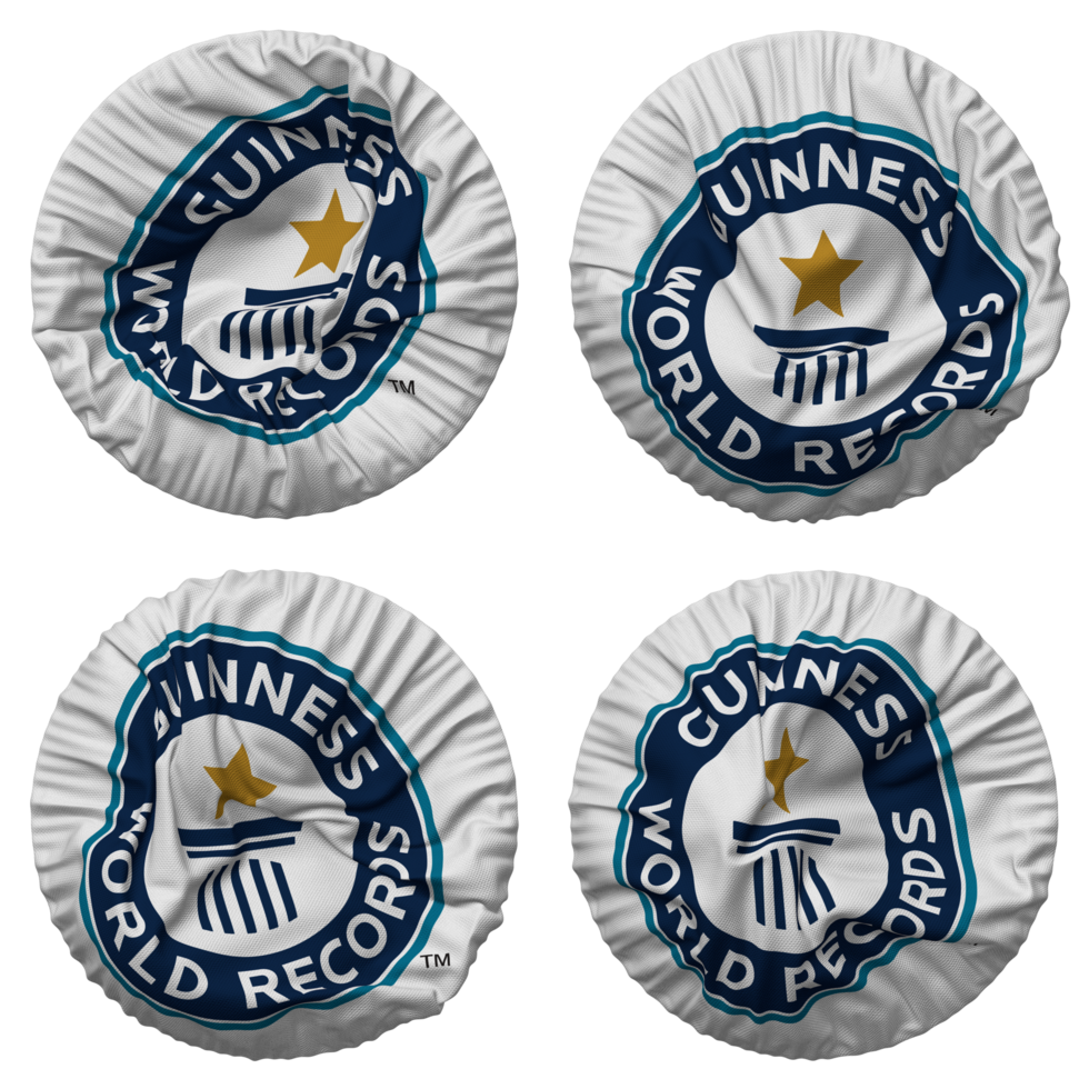 Guinness World Records Flag in Round Shape Isolated with Four Different Waving Style, Bump Texture, 3D Rendering png