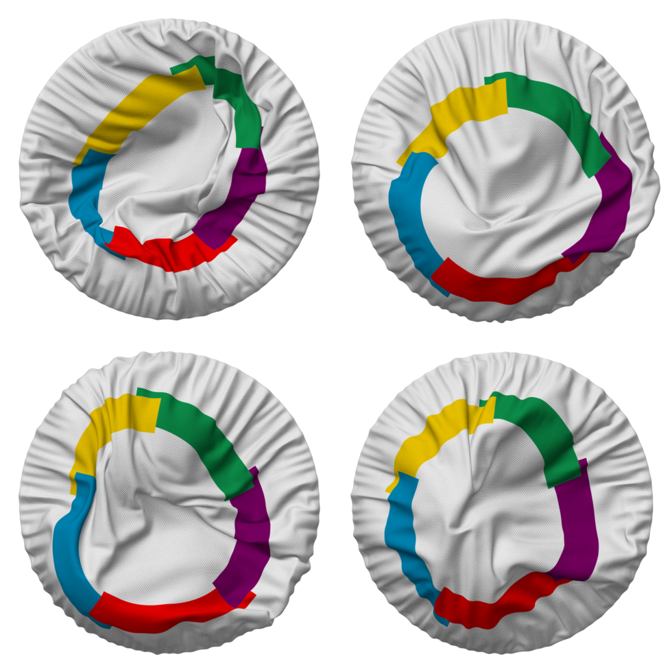 Organisation internationale de la Francophonie, OIF Flag in Round Shape Isolated with Four Different Waving Style, Bump Texture, 3D Rendering png