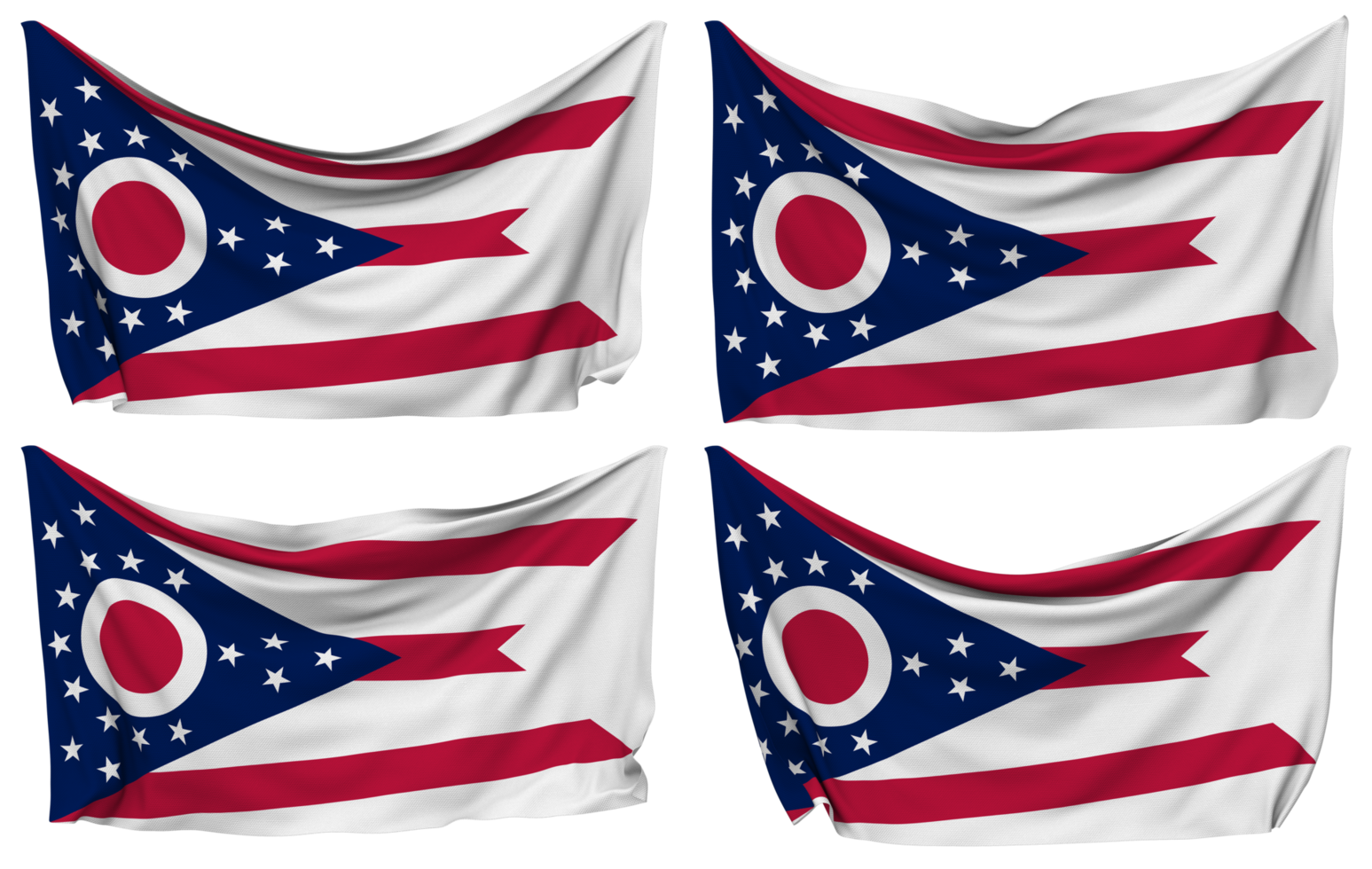 State Of Ohio Pinned Flag From Corners Isolated With Different Waving state-of-ohio-pinned-flag-from-corners-isolated-with-different-waving