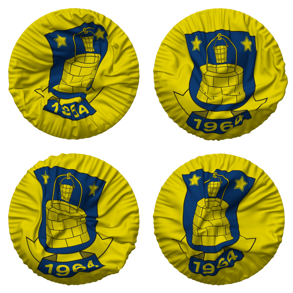 Brondby IF Flag in Round Shape Isolated with Four Different Waving Style, Bump Texture, 3D Rendering png