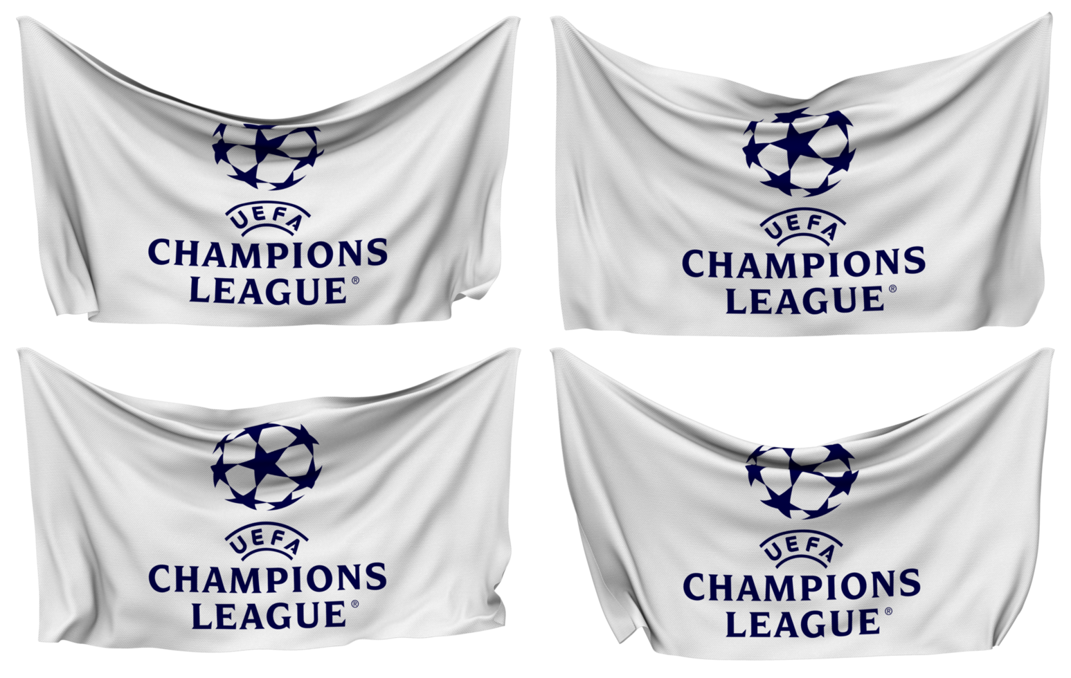 Union of European Football Associations, UEFA Pinned Flag from Corners, Isolated with Different Waving Variations, 3D Rendering png