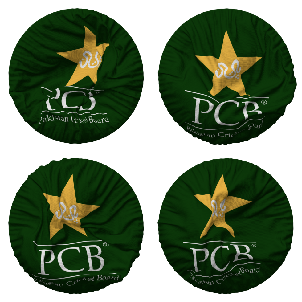 Pakistan Cricket Board, PCB Flag in Round Shape Isolated with Four Different Waving Style, Bump Texture, 3D Rendering png