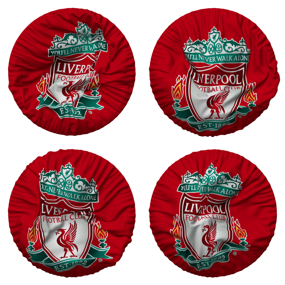 Liverpool Football Club Flag in Round Shape Isolated with Four Different Waving Style, Bump Texture, 3D Rendering png