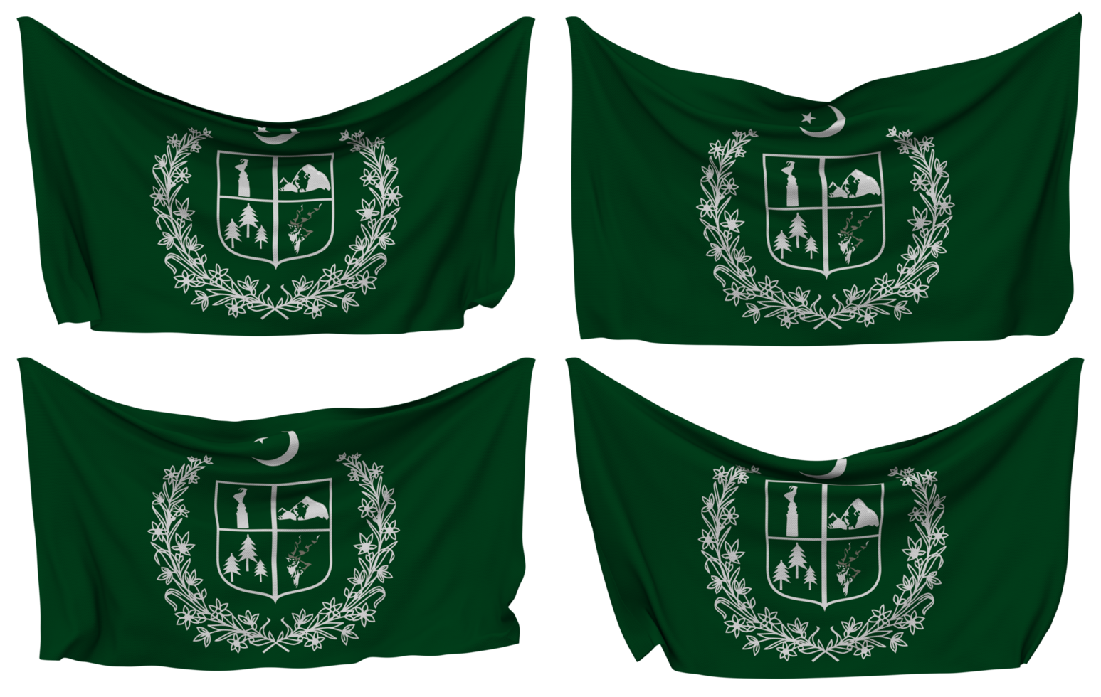 Government of Gilgit BaltistanPinned Flag from Corners, Isolated with Different Waving Variations, 3D Rendering png