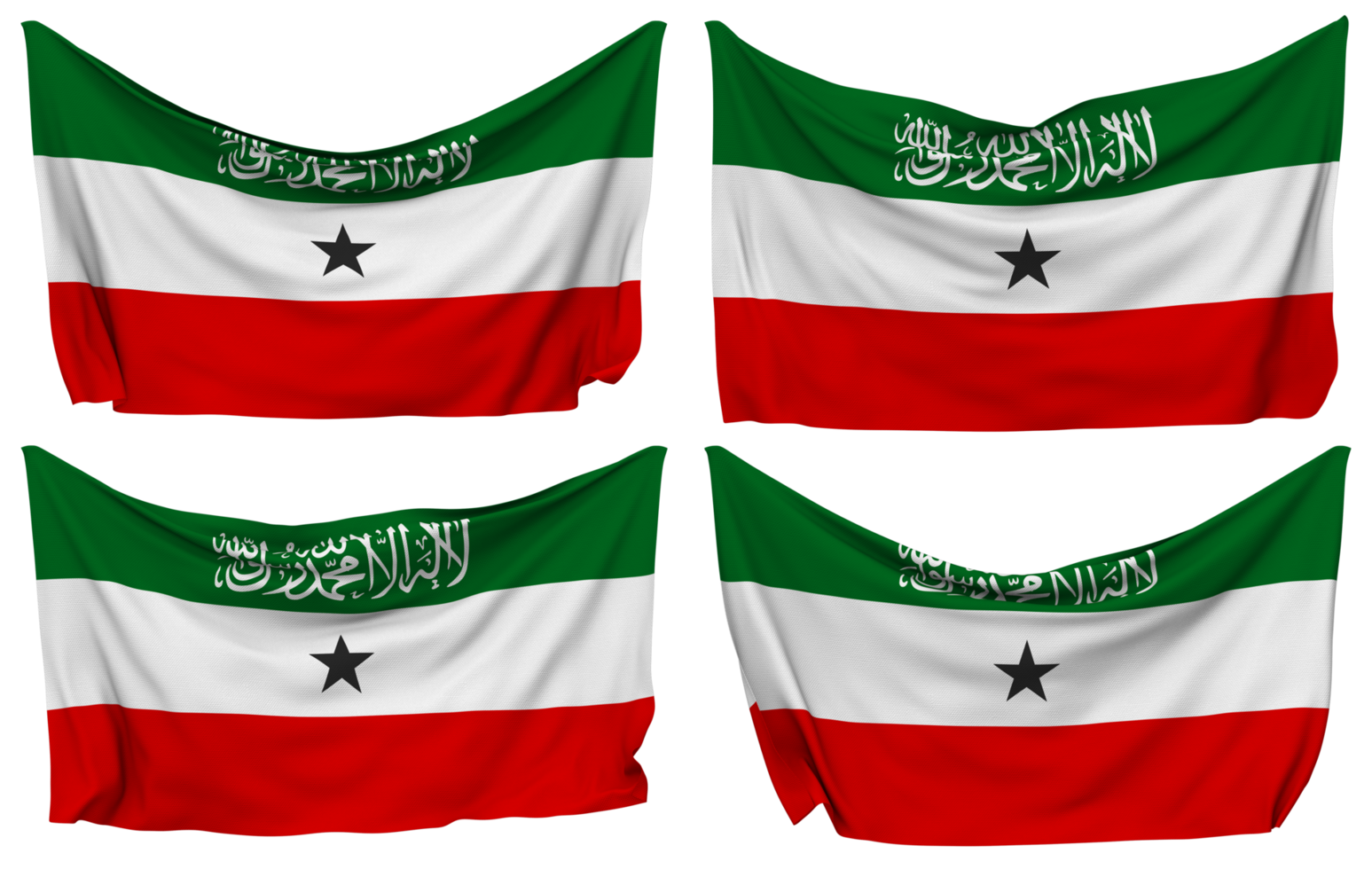 Somaliland Pinned Flag from Corners, Isolated with Different Waving Variations, 3D Rendering png