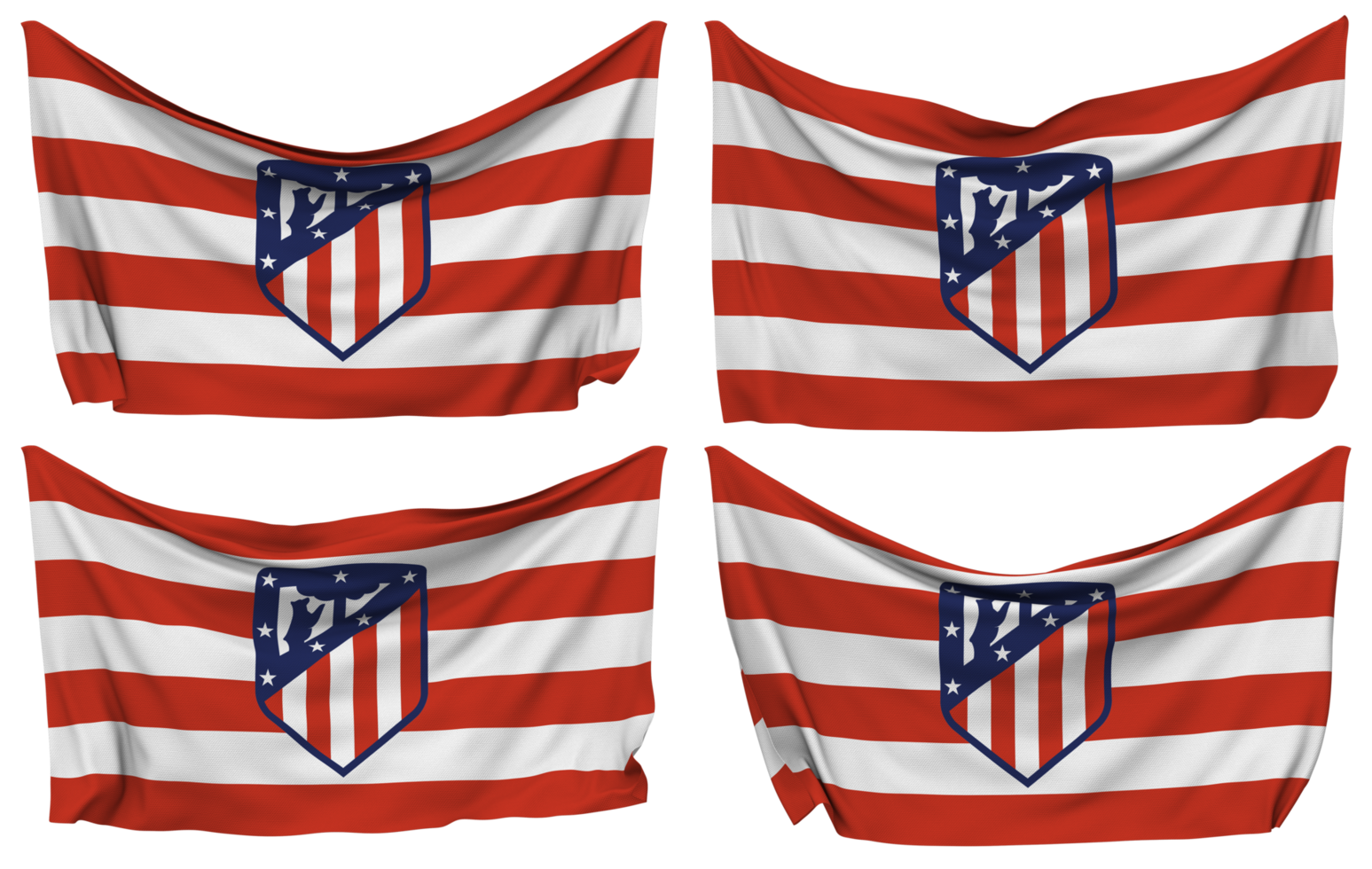 Club Atletico de Madrid Football Club Pinned Flag from Corners, Isolated with Different Waving Variations, 3D Rendering png