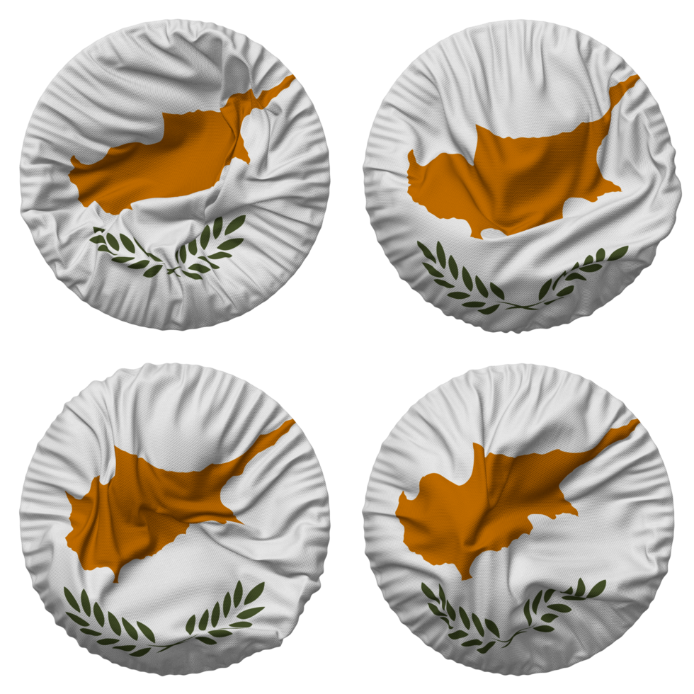 Cyprus Flag in Round Shape Isolated with Four Different Waving Style, Bump Texture, 3D Rendering png