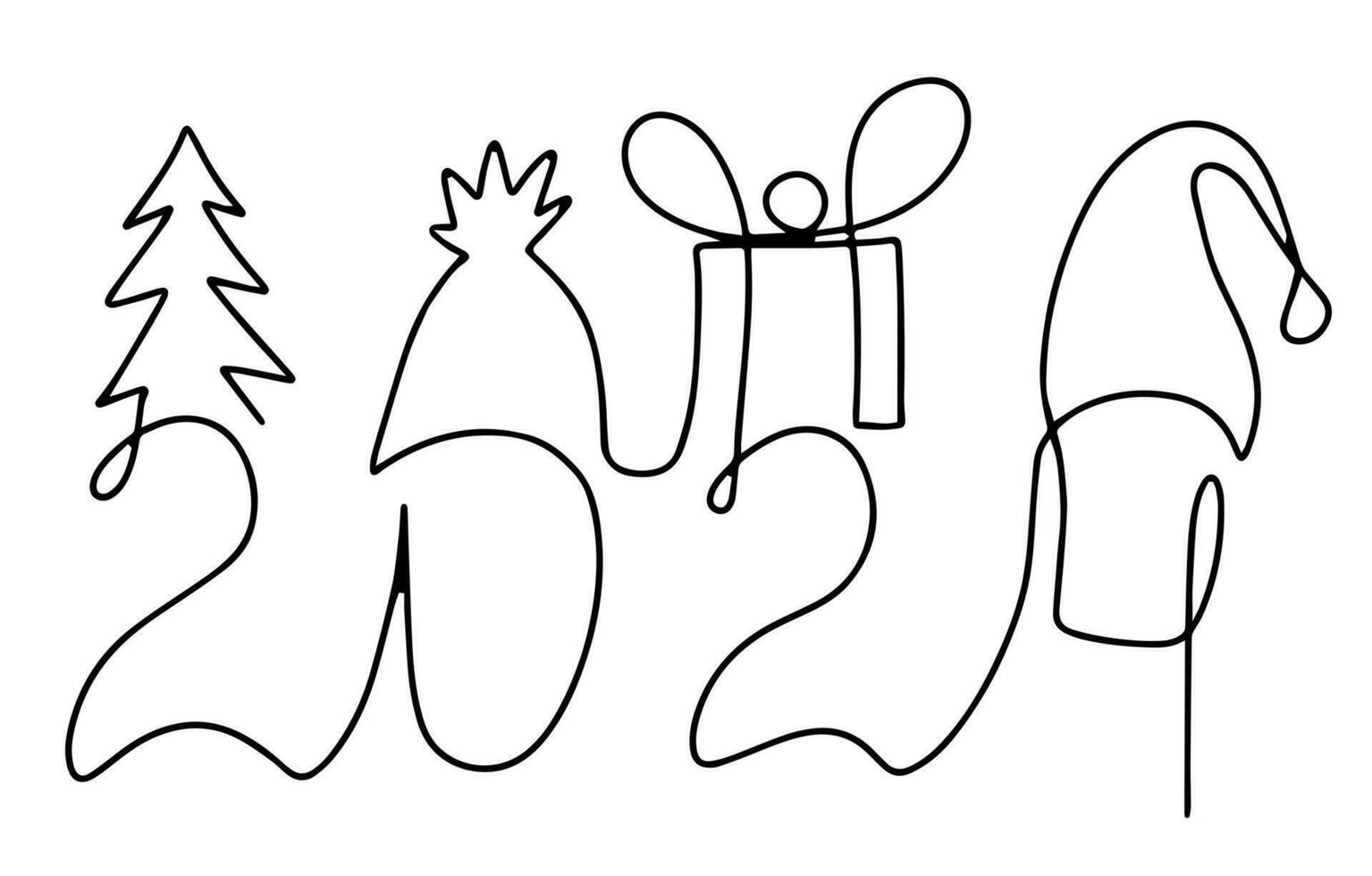 2024 new year in continuos line style vector