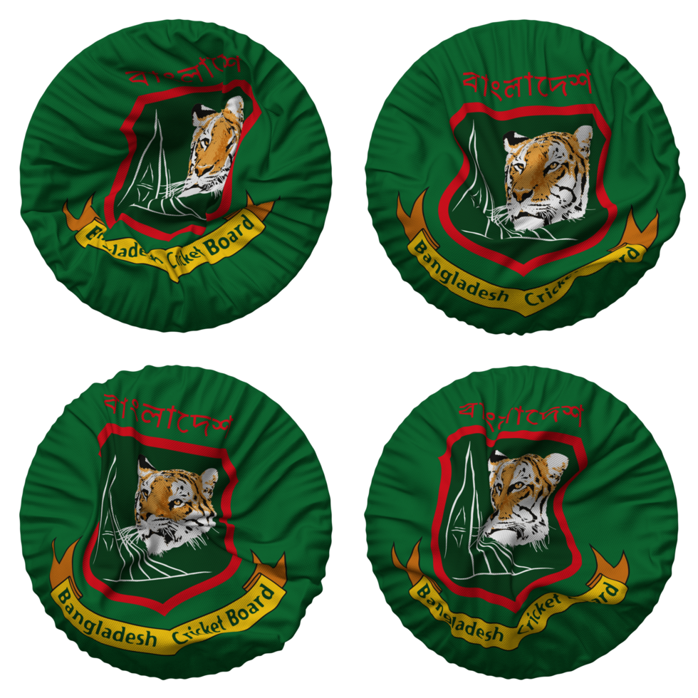 Bangladesh Cricket Board, BCB Flag in Round Shape Isolated with Four Different Waving Style, Bump Texture, 3D Rendering png