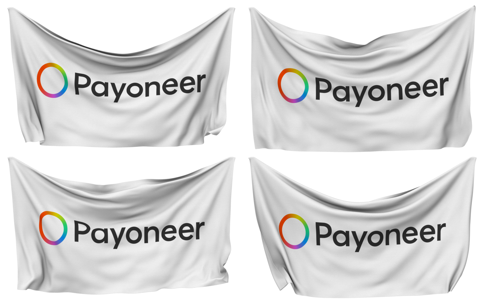 Payoneer Global Inc Pinned Flag from Corners, Isolated with Different Waving Variations, 3D Rendering png