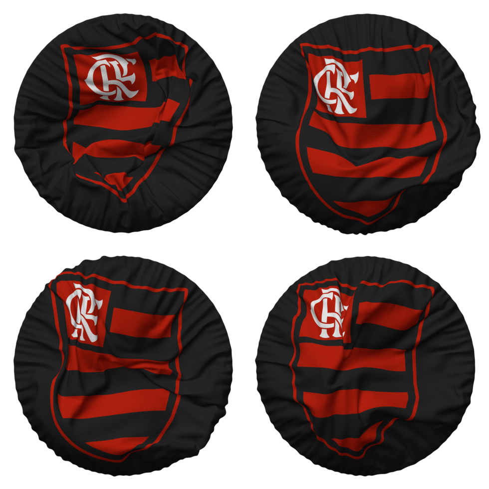 Clube de Regatas do Flamengo Flag in Round Shape Isolated with Four Different Waving Style, Bump Texture, 3D Rendering png