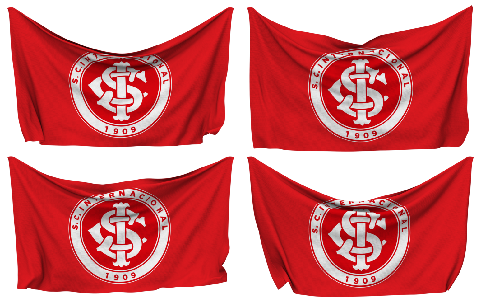 Sport Club Internacional Pinned Flag from Corners, Isolated with Different Waving Variations, 3D Rendering png