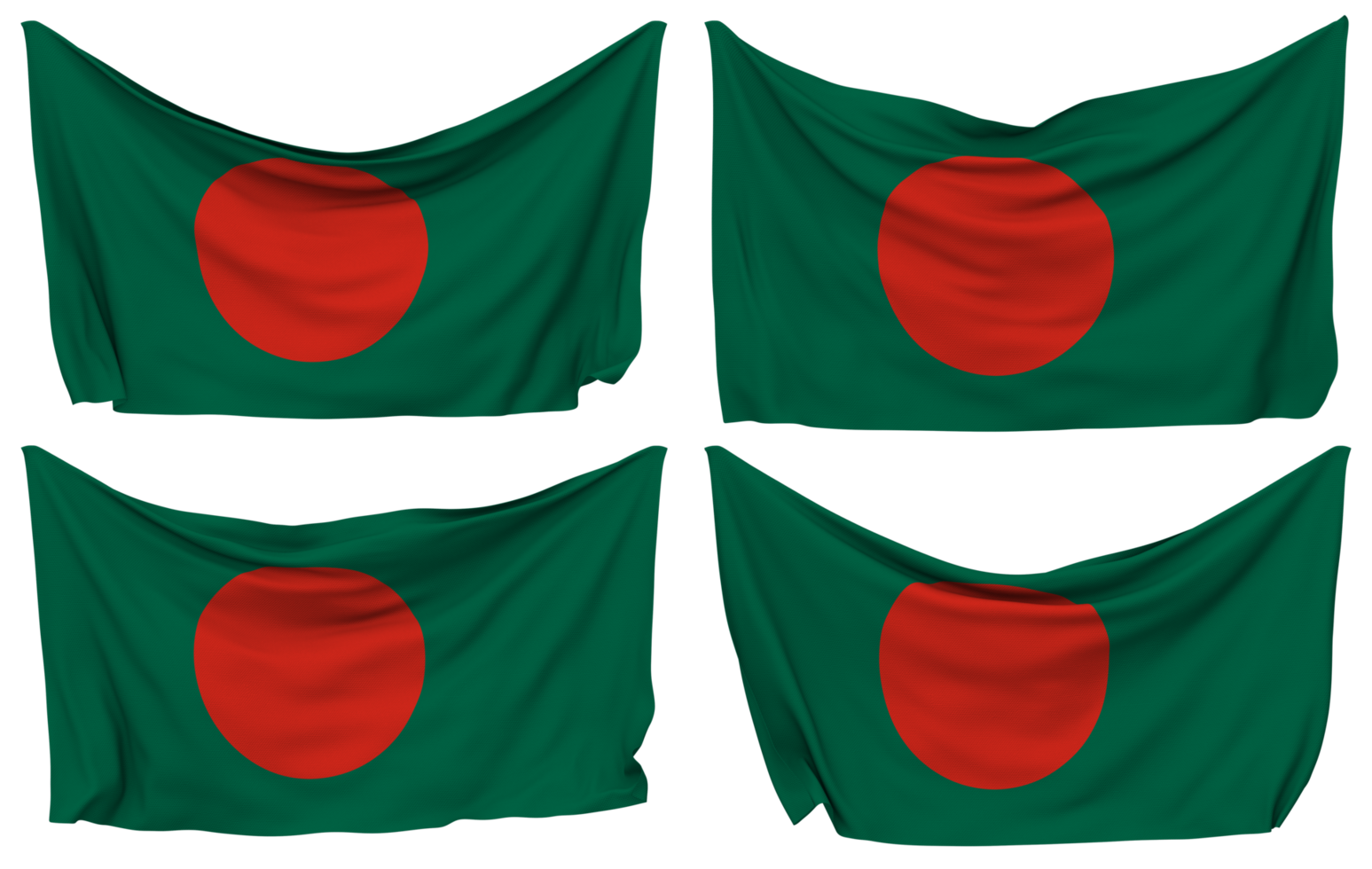 Bangladesh fixado bandeira a partir de cantos, isolado com diferente acenando variações, 3d Renderização png