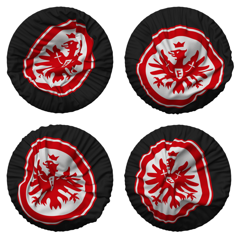 Eintracht Frankfurt Flag in Round Shape Isolated with Four Different Waving Style, Bump Texture, 3D Rendering png