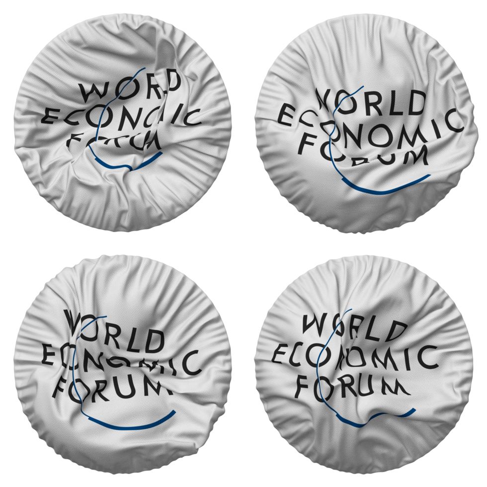 World Economic Forum, WEF Flag in Round Shape Isolated with Four Different Waving Style, Bump Texture, 3D Rendering png